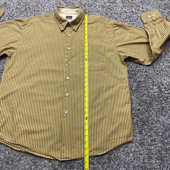Vintage Striped Button Down Shirt Long Sleeve Vertical Stripe y2k Brown Large - Picture 6 of 8